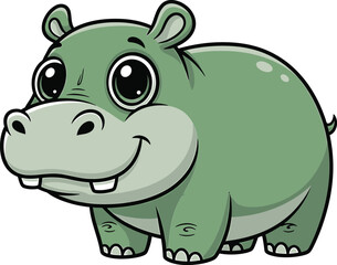 Fototapeta premium hippo, cute, cartoon, digital art, whimsical, colorful, adorable, friendly, happy, simple, vector illustration 