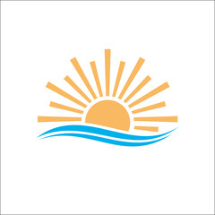 vector logo design of sunlight in the horizon of the sea