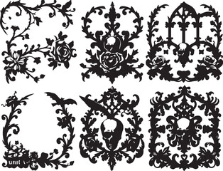 A set of elements, symbols, ornaments, mandalas. Hand drawn vector illustration