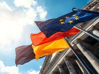 Flags of European Union and Germany