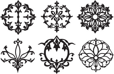 A set of elements, symbols, ornaments, mandalas. Hand drawn vector illustration