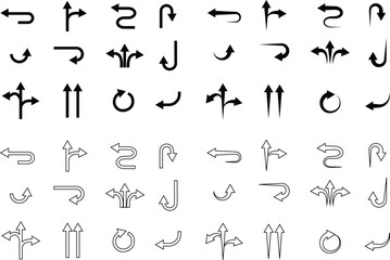black, arrow, icon set, arrows, vector, collection, isolated, transparent background, cursor, modern, simple, different, arrow symbol, flat, line, style, web, app, design, interface, direction, symbol