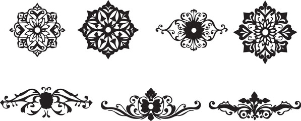 A set of elements, symbols, ornaments, mandalas. Hand drawn vector illustration