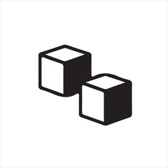Two simple, stylized cubes, perfect for modern design elements.