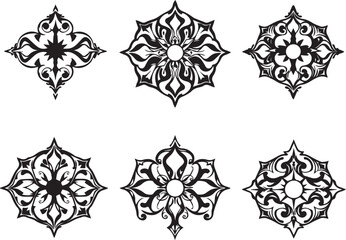 A set of elements, symbols, ornaments, mandalas. Hand drawn vector illustration