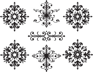 A set of elements, symbols, ornaments, mandalas. Hand drawn vector illustration