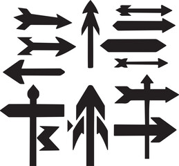 ARROW collection with diverse directional markers on white background.