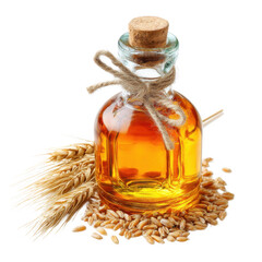 Golden Wheat Germ Oil in Glass Bottle with Wheat