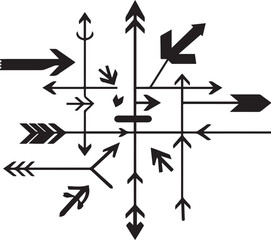 ARROW collection with diverse directional markers on white background.