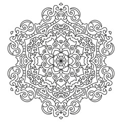 Detailed Hexagonal Italianate Mandala Art Design for Meditative Coloring Books and Elegant Luxury Home Decor Projects