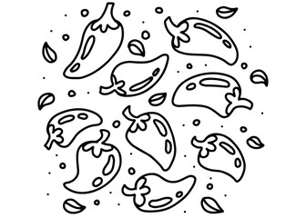 set of ink chili on white