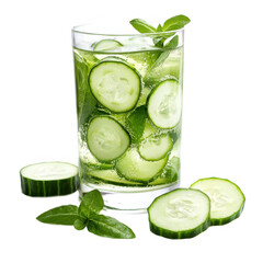 Refreshing Cucumber And Mint Water Drink In Glass