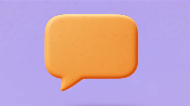 Vibrant orange speech bubble against a soft purple background, ideal for communication themes