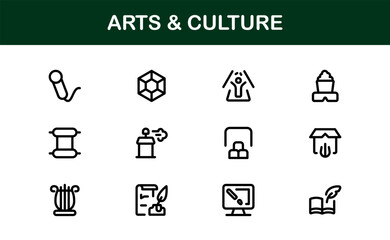 Creative Arts and Culture Icons. Modern Vector Illustrations for Designers and Artists
