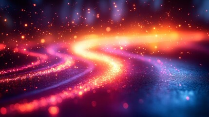 Obraz premium Abstract swirling light with glowing particles creates a warm and dynamic visual effect