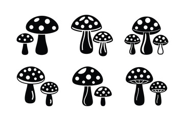 black and white mushroom icon vector illustration