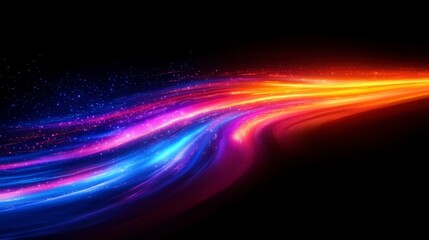 Colorful, flowing streaks transitioning from blue to red over a dark backdrop