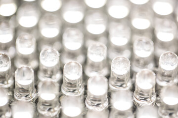 LED light emitting diode panel closeup of single LED lights