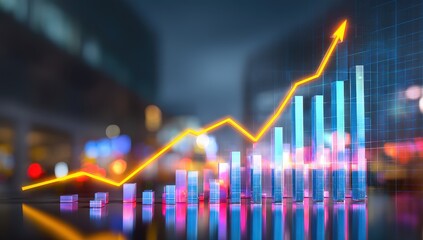Colorful chart showing financial growth trend.