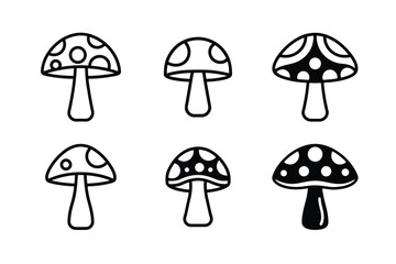 modern mushroom vector icons black and white line