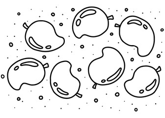 set of black ink mango vector illustration