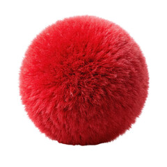 Fluffy Red Fabric Sphere, Soft Textured Round Plush Ball isolated on transparent white background, clipping path