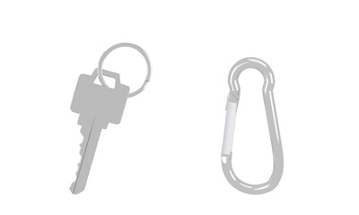 The key and the keychain are isolated on a transparent background.