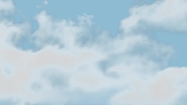Serene sky with fluffy clouds animated overlay, transparent 4K video, alpha channel, ProRes 4444