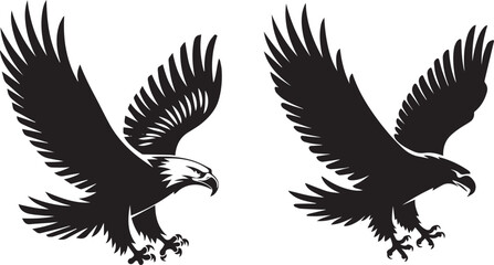 Majestic Eagle Silhouette Vector – Flying Bird Art in Black