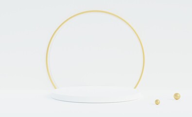 White podium, white background for advertising cosmetics, fashion, extracted from quality natural ingredients, 3D illustration