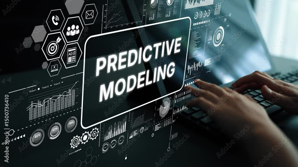 Poster A Person Engaging with Digital Dashboard for Predictive Modeling in Data Analysis and Visualization. Asymptotic smart data analytic.