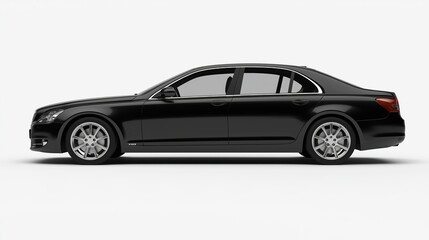 Fototapeta premium Black luxury sedan in motion, sleek side profile; elegance and power in perfect harmony