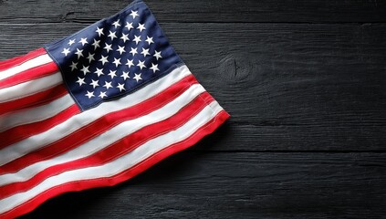 Obraz premium American flag on dark wooden surface.
