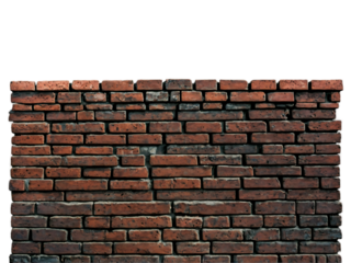 Red brick wall texture isolated on a white background