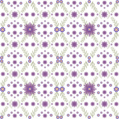 Seamless Floral Pattern with Purple Wildflowers