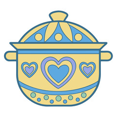 illustration of a pot decor with Floating Love Hearts 