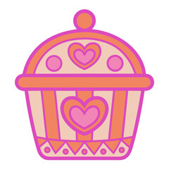 illustration of a pot decor with Floating Love Hearts 