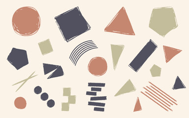 手書き風の幾何学模様のイラストセット　ベクター(カラー)