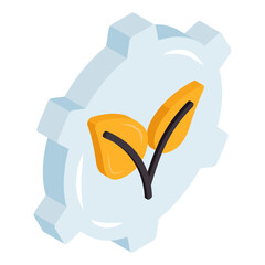 Leaves inside gear, icon of eco management 
