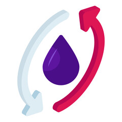 Conceptual isometric design icon of water recycling 