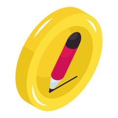 A writing tool icon, isometric design of pencil
