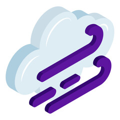 Editable design icon of windy cloud 