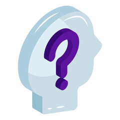 A isometric design icon of confused mind 