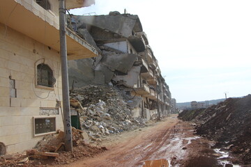 The aftermath of the war in Aleppo Syria which it part has been also affected during the Russia and Ukraine war