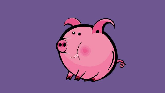 Pig cartoon animated character sitting down isolated. Useful hog not for sausage, but for any animated project. It will bring life to your animation of a farm. 