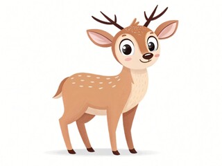 Fototapeta premium Adorable Cartoon Fawn Cute Baby Deer Illustration Spotty Deerling Wildlife Animal Forest Creature