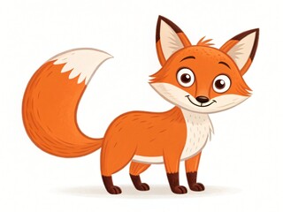 Obraz premium Adorable Cartoon Fox Illustration Happy Red Fox Character Design Perfect for Children s Books and
