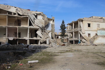 The aftermath of the war in Aleppo Syria which it part has been also affected during the Russia and Ukraine war