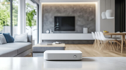 Fototapeta premium 3D render of a smart home hub connected to all appliances in a modern interior