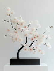 stunning ikebana arrangement, a traditional Japanese art form of flower arranging that emphasizes simplicity, harmony, and the natural beauty of flowers and branches. 